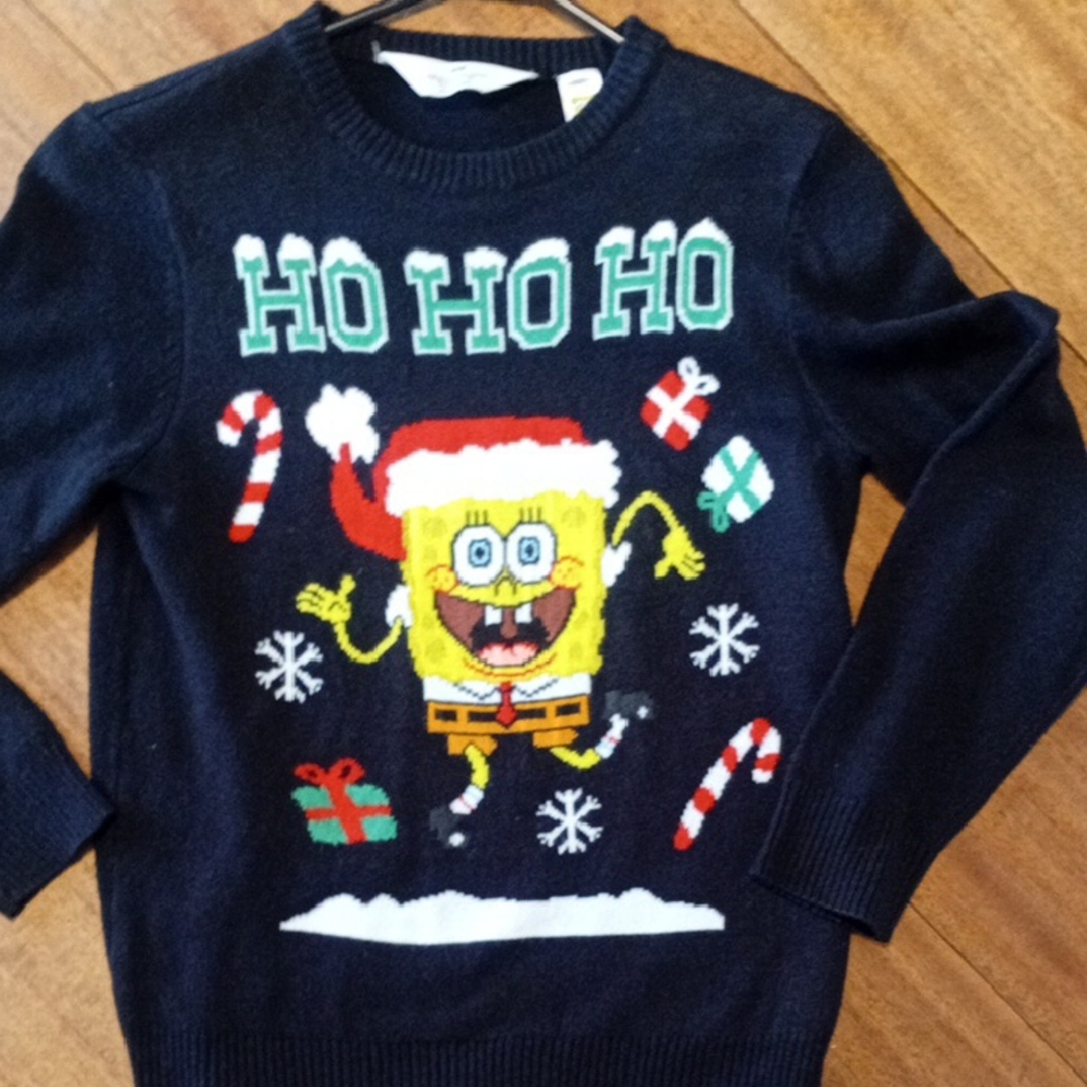H&M Black Festive Sweater with Cartoon Design